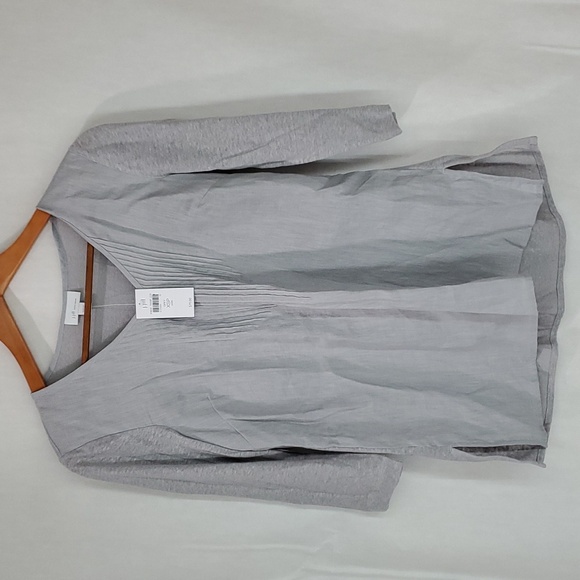 NWT J.Jill Love Linen 100% Linen Grey Pintuck Tunic 3/4 Sleeve Top SZ XS/P - Picture 13 of 13